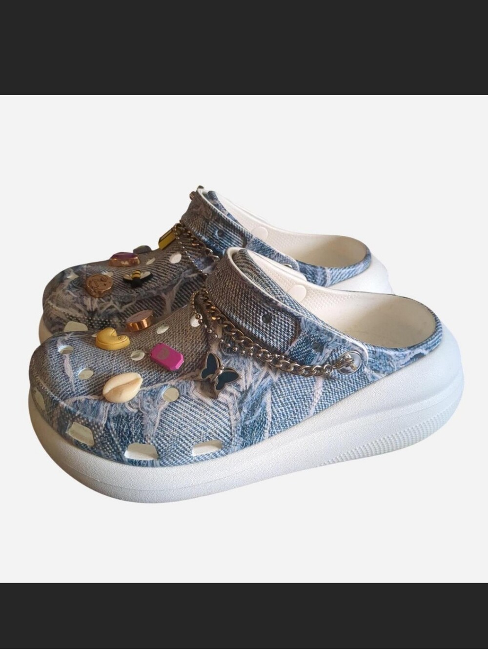 🔥 RARE SZA x Crocs Classic Crush Clog Denim Limited Edition Y2K Platform M7/W9 - Picture 2 of 7